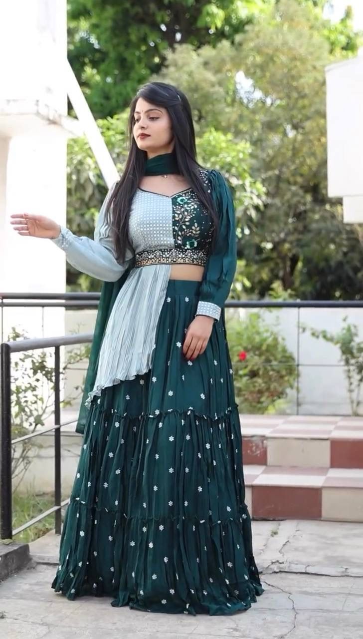 Pc 233 By Prisha Heavy Chinon Party Wear Indo Western Catalog